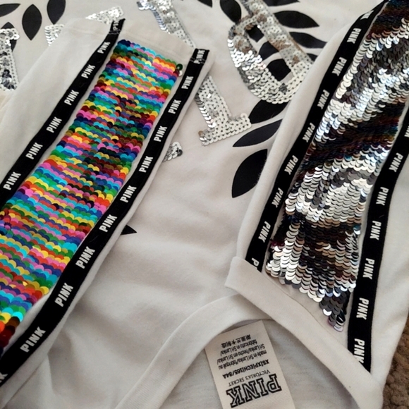 PINK Victoria's Secret Rainbow Bling/Flip Sequins|Yoga|Campus XS/M - Picture 7 of 9